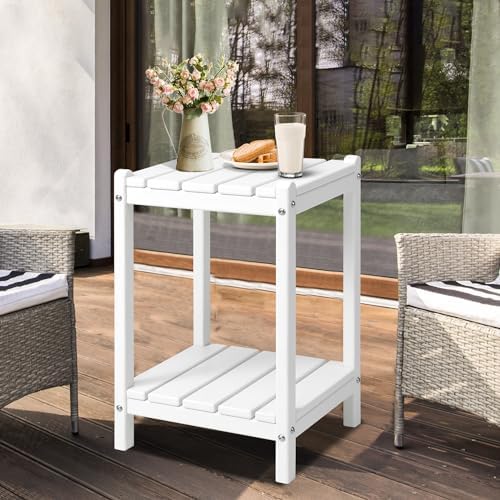 LZRS 24" Double Adirondack Outdoor Side Table, Pool Composite Patio Table - Image 4