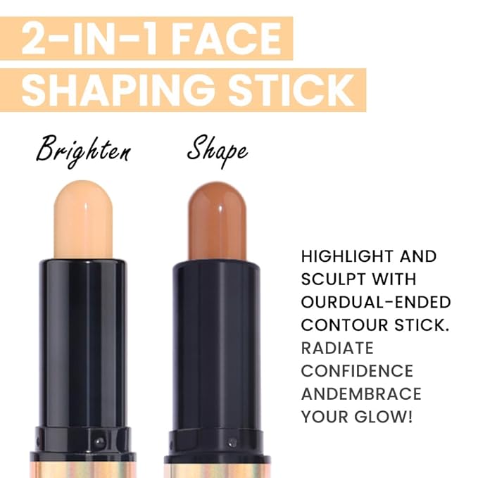 evpct 2in1 Face Shaping & Contouring Stick Cream Contour Concealer Bronzer Stick Makeup Kit for Beginner Face Highlighter Makeup Stick contorno maquillaje de maquillaje profesional,ORIGINAL Universal