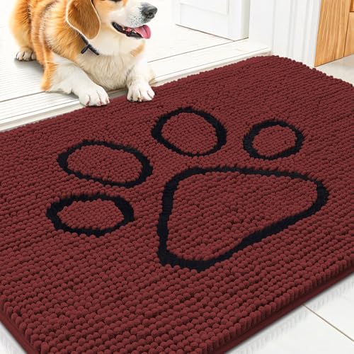 Smiry Dog Door Mat for Muddy Paws, Absorbent Non Slip Dirt Trapper by Smiry