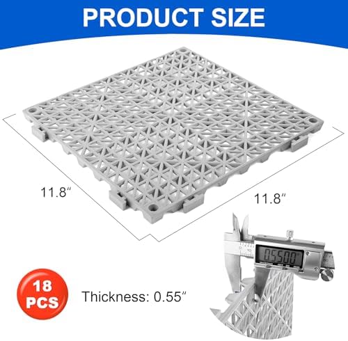 MYFAMIREA Modular Interlocking Cushion 18 Pack 11.8" x 11.8" Rubber Floor Tiles - Image 2