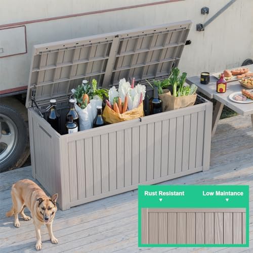 PatioZen 200 Gallon Resin Deck Box, Lockable Patio Outdoor Storage Box - Image 5