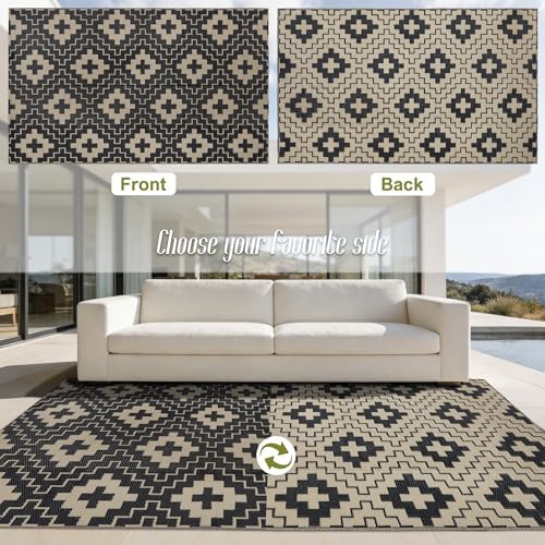 SAND MINE Waterproof Outdoor Rug 5x8 ft, Reversible Plastic Straw Area Rug - Image 3
