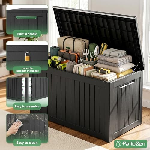 PatioZen 310 Gallon Deck Box Lockable Waterproof UV Resistant Black - Image 5