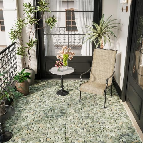 Pebble Tile, Natural Stones Paver Tile, Jade Green 4 Sheets - Image 6