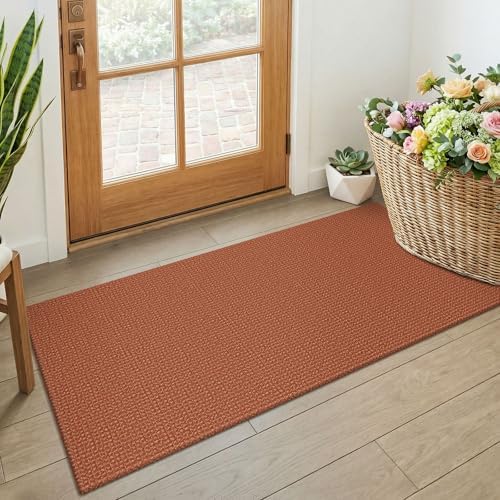 KOZYFLY Orange 2x4 Entry Runner Rug, Small Washable Runners by KOZYFLY