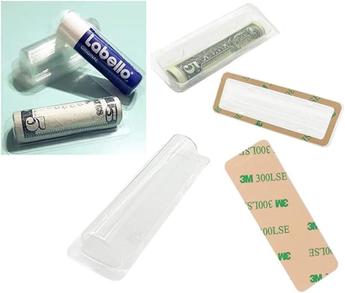 WESAPPINC Clear Chapstick Pouch Plastic Lip Balm Pouches for Gift Cards & Money Cards,Lip Balm Plastic Cover with Adhesive (35PACK)