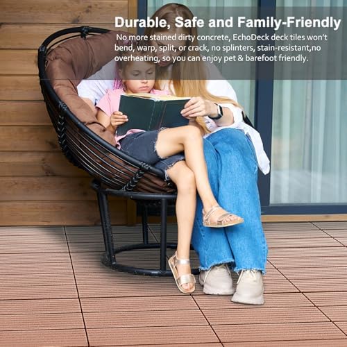 EchoDeck Interlocking Deck Tiles, 54 Pack Deck Tiles Interlocking Outdoor All - Image 3