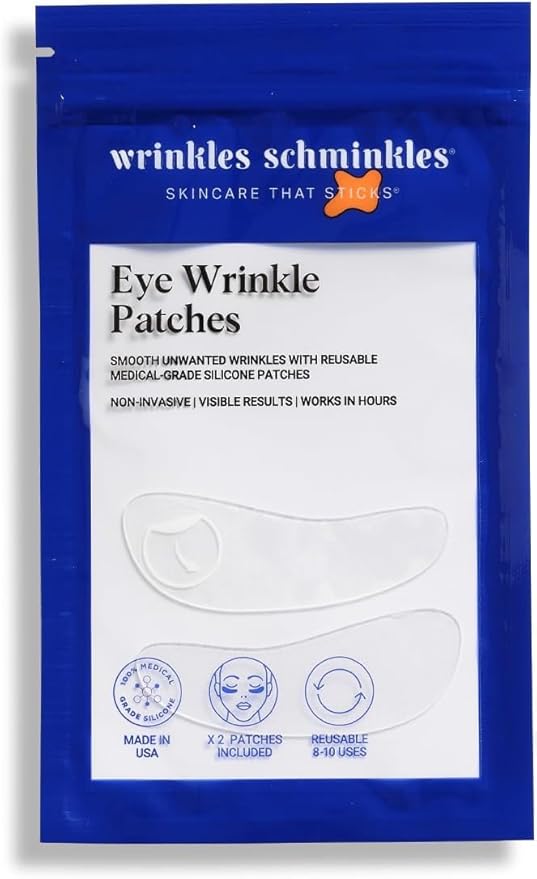 Wrinkles Schminkles Under Eye Wrinkle Patches, Smooth Eye Wrinkles, Crows Feet & Dark Circles Overnight, 1 Pair Reusable Medical Grade Silicone Patches