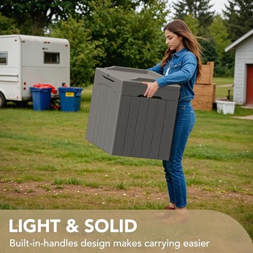 Devoko 30 Gallon Resin Deck Box Outdoor Indoor Waterproof Storage Box - Image 5