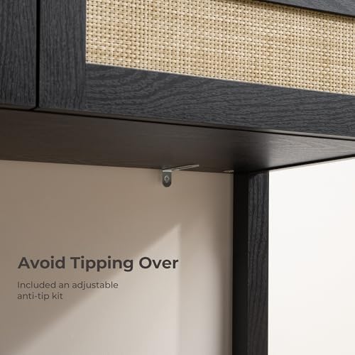 SICOTAS 79" Black Rattan Console Table - Image 5