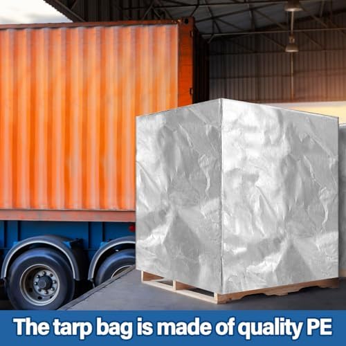 2 Pcs Silver 48" x 60" x 48" Heavy Duty Pallet Tarp Waterproof PE - Image 4