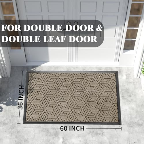 Yimobra Front Door Mat for Outside Entrance, Pale Khaki - Image 2