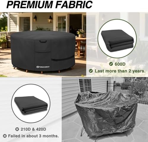 Porch Shield Waterproof 600D Round Patio Table Cover 108 inch - Image 5