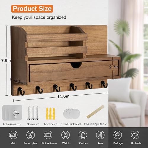 Key Holder Wall Mount, Mail Organizer - Image 6