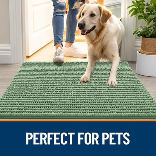 OLANLY Dog Door Mat for Muddy Paws 36x24, Extra Absorbent Chenille Mud Mat - Image 6