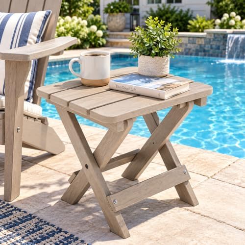 Folding Outdoor Side Table, Small HDPE Patio Table, All-Weather Compact - Image 7