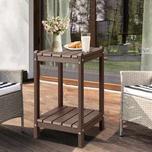 LZRS 24" Double Adirondack Outdoor Side Table, Pool Composite Patio Table - Image 4