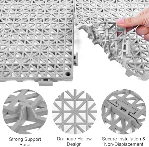 MYFAMIREA Modular Interlocking Cushion 18 Pack 11.8" x 11.8" Rubber Floor Tiles - Image 4