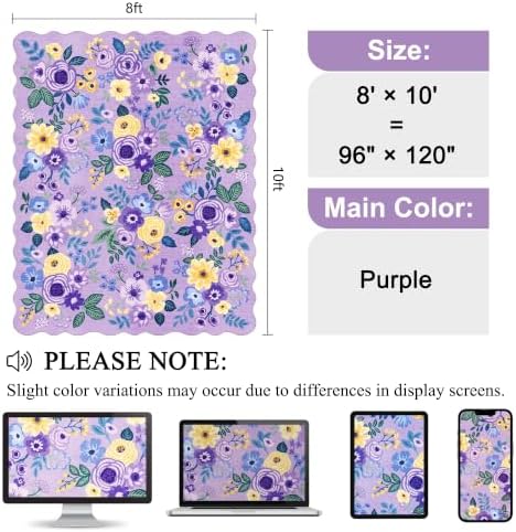 DUKINO 8x10 Area Rug for Living Room, Floral Washable Rug Non Slip - Image 2