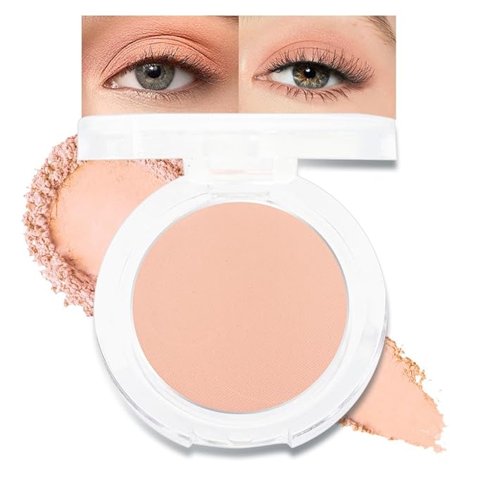 Single Mini Pressed Eyeshadow Makeup Palette, Nude Skin Color Sparkle Shimmer Glitter Monochrome Cream Eye shadows Palette Brightener Makeup for Older Women, Pigmented Waterproof 02#