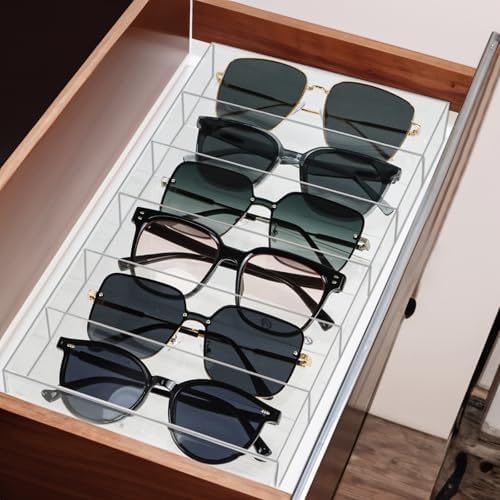 ZEXALOR Clear Drawer Organizer, 6 Sections Eyeglass Sunglasses Organizer Holder - Image 2