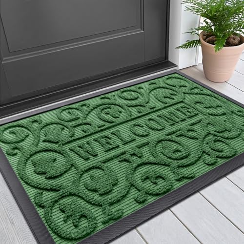 Smiry Front Door Mat Outside Entrance, Low Profile Rubber Doormat by Smiry