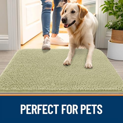 OLANLY Dog Door Mat for Muddy Paws 70x46, Super Absorbent Chenille Mud Mat - Image 6