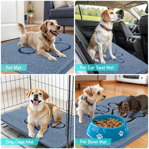 OLANLY Dog Door Mat for Muddy Paws 30x20, Paw Print Design Chenille Mud Mat - Image 7