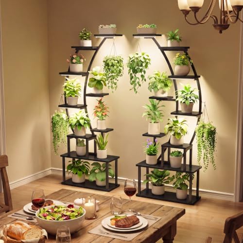 2 Pack Plant Stand Indoor with Grow Lights, 9 Tier Large Tall Plant Shelf - Image 5