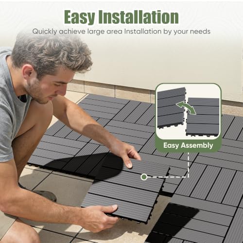 60 PCS Plastic Interlocking Deck Tiles, 11.8"x11.8" Patio Flooring - Image 3