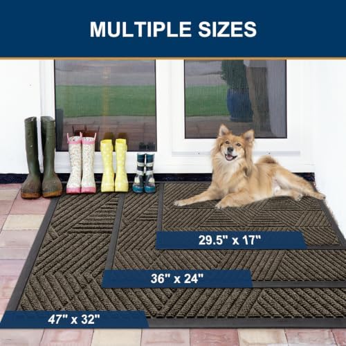 Smiry Front Door Mat Outside Entrance, Low Profile Rubber Doormat - Image 2