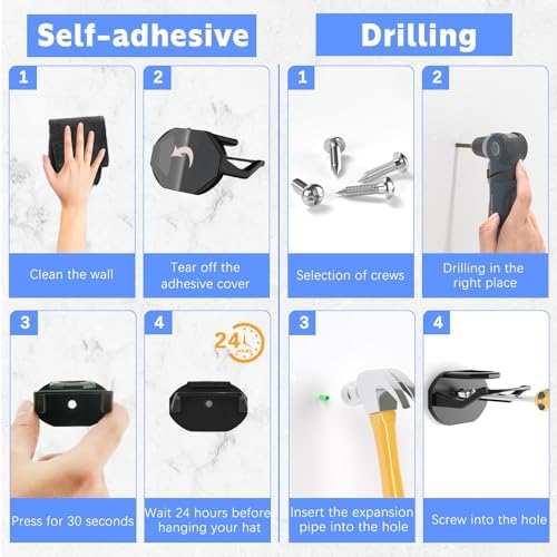 16 Pack Adhesive Hat Hooks for Wall, Super Strong Hat Rack for Baseball Caps - Image 5