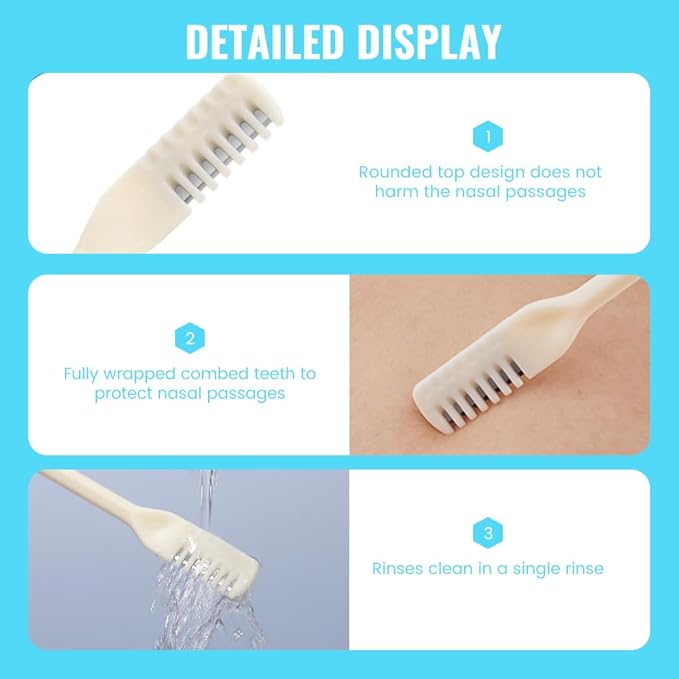 Nasal Hair Cutter, 2025 Upgraded Double Sided Noses Hairs Knife, 360° Rotating Portable Manual Nose Hair Trimmer, Noses Hairs Remover for Women Men Travel Essentials (Blue, 3 Pcs)