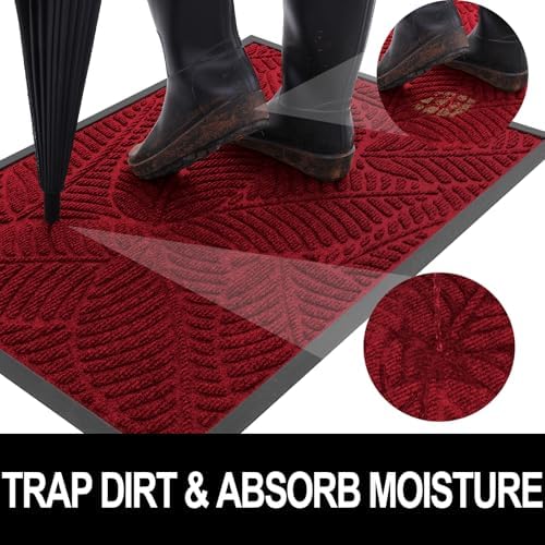 Colorxy Waterproof Front Doormat, Sturdy Natural Rubber Door Mat - Image 2