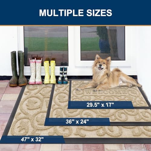Smiry Front Door Mat Outside Entrance, Low Profile Rubber Doormat - Image 2