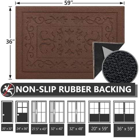 FONEYI Dirt Trapper Door Mat 36" x 60", Non-Slip Washable Doormats - Image 2