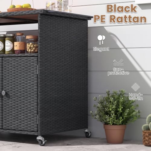Tangkula Rattan Outdoor Storage Cabinet - Image 5