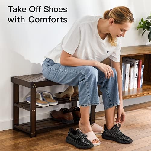 Pipishell 3 Tier Bamboo Shoe Rack Bench - Image 4