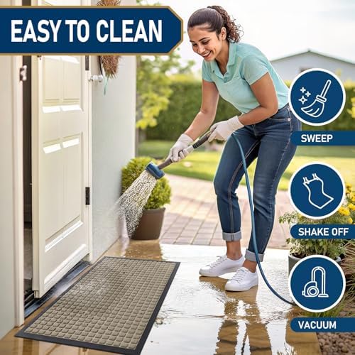 Smiry Front Door Mat Outside Entrance, Natural Rubber Doormat, 29.5x17 Inch - Image 5