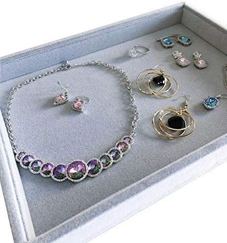 Stackable Tray Grey Velvet Premium Quality Jewelry Small Collections Organizer - Image 4