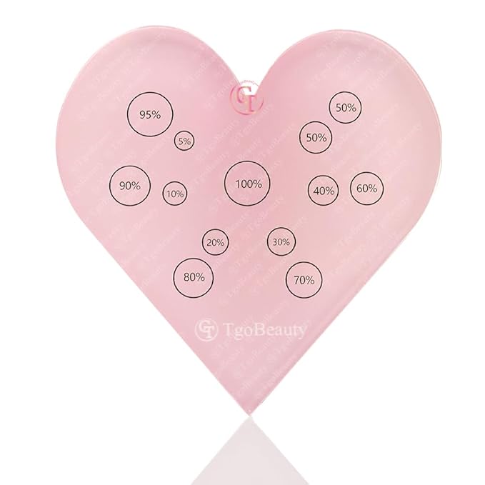 TgoBeauty Acrylic Mix Heart Palette Permanent Makeup Ink Color Ratio Tool Heart Pink Cosmetic Makeup Palette for Eyebrow Lip Nail Art Makeup (Pink)