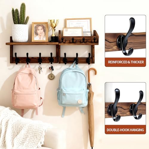 27" Wooden Wall Mounted Coat Rack - Image 4