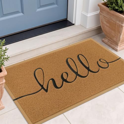EARTHALL Door Mat Outside Inside Hello Doormat, Durable Floor Mat Non Slip Mat by EARTHALL