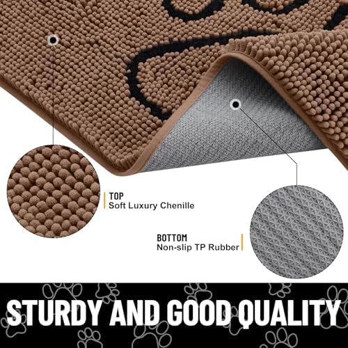 Smiry Dog Door Mat for Muddy Paws, Absorbent Non Slip Dirt Trapper - Image 3