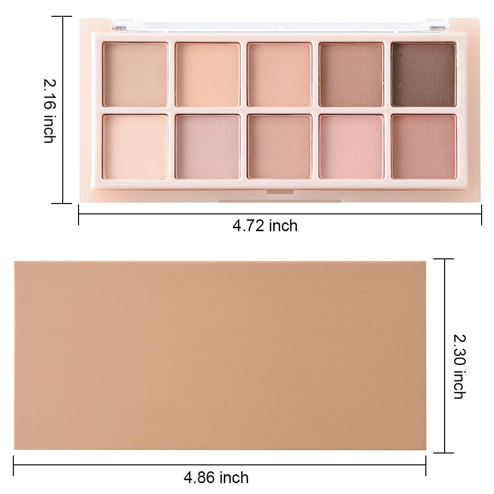 10 Color Matte Neutral Eyeshadow Palette - Nude Naked Beige Brown Shades, Blendable Long-Lasting, Vegan Cruelty-Free Natural Nude Eye Shadow Palette for Women, Professional Makeup Looks