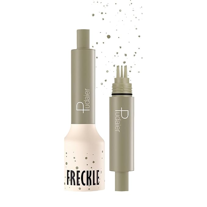 Freckle Stamp,Faux Freckle Stamp,Quick Dry Fake Freckles Pen,Waterproof Long Lasting Natural Vivid Faux Freckles Pen,Get Sun-Kissed Stars Makeup in One Press,5-Dot Design,02.Wasabi Soda.