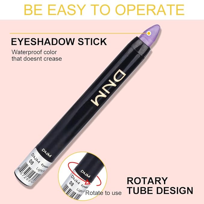 Kaely 8Pcs Cream Eyeshadow Stick Set, Desert Mocha Beige Gold Light Purple Pink Sky Dazzling Blue Geen, Shimmer Eyeliner Pencil Eye Shadow Sticks Palette Makeup for Older Women, sombras para ojos 02