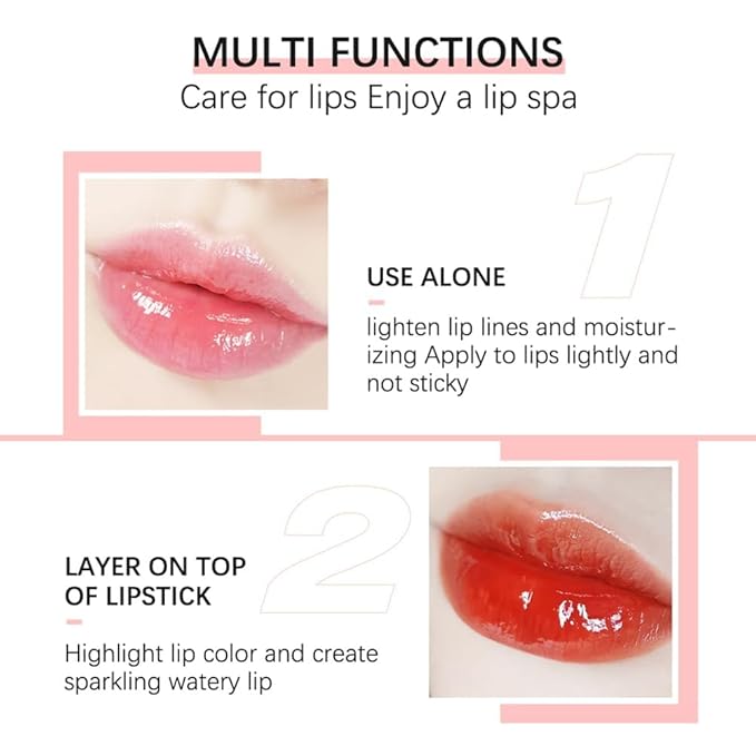 Plumping Lip Oil,Hydrating Gloss Tinted Lip Balm Transparent Lip Care,Big Brush Head Glitter Shine,Long Lasting Nourishing Non-sticky Fresh Textureand Dry Lips Care Products0.2 OZ(002#CLEAR TO PINK)