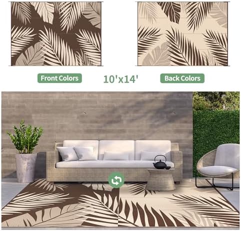 GENIMO Outdoor Rug, Waterproof Plastic Rugs 10'x14' - Image 2