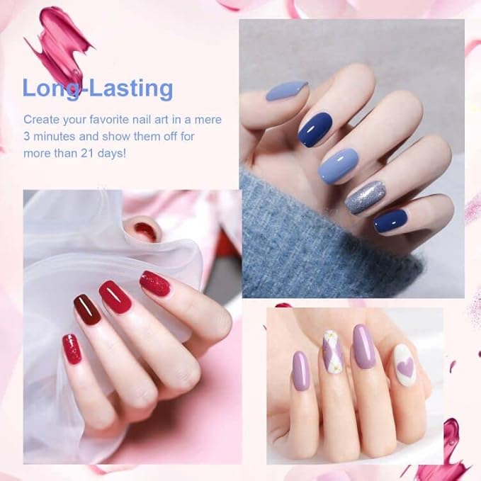 JEWHITENY Gel Nail Polish Kit, 36 Pcs 7ML Soak Off Gel Polish Set Pink Blue Green Yellow Gel Nail Kit Glitter Nail Art Starter Kit Beauty Gifts